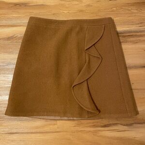 J. Crew Size 6 Mercantile Camel Wool Ruffled Skirt